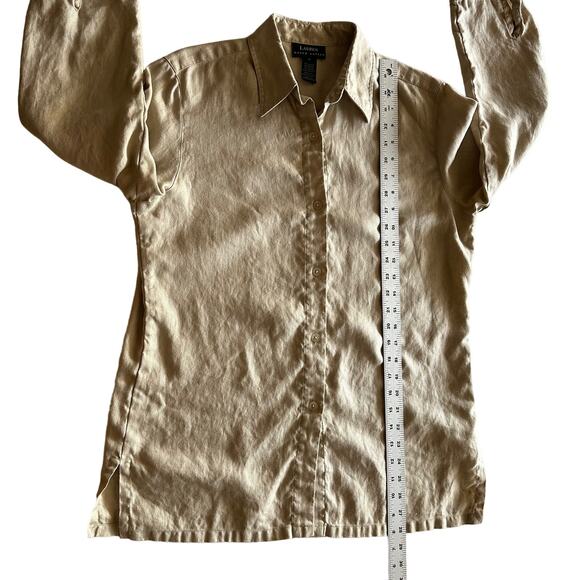 Lauren Ralph Lauren 100% Linen Minimalist Natural Beige Tunic Shirt M - Picture 6 of 7